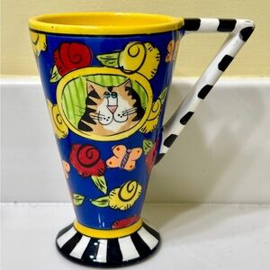 Colorful Cat 12oz  Mug with Floral Design Catzilla Candance Reiter